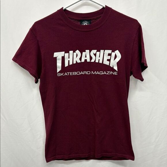 Thrasher Burgundy Tee with White Logo - Picture 1 of 3